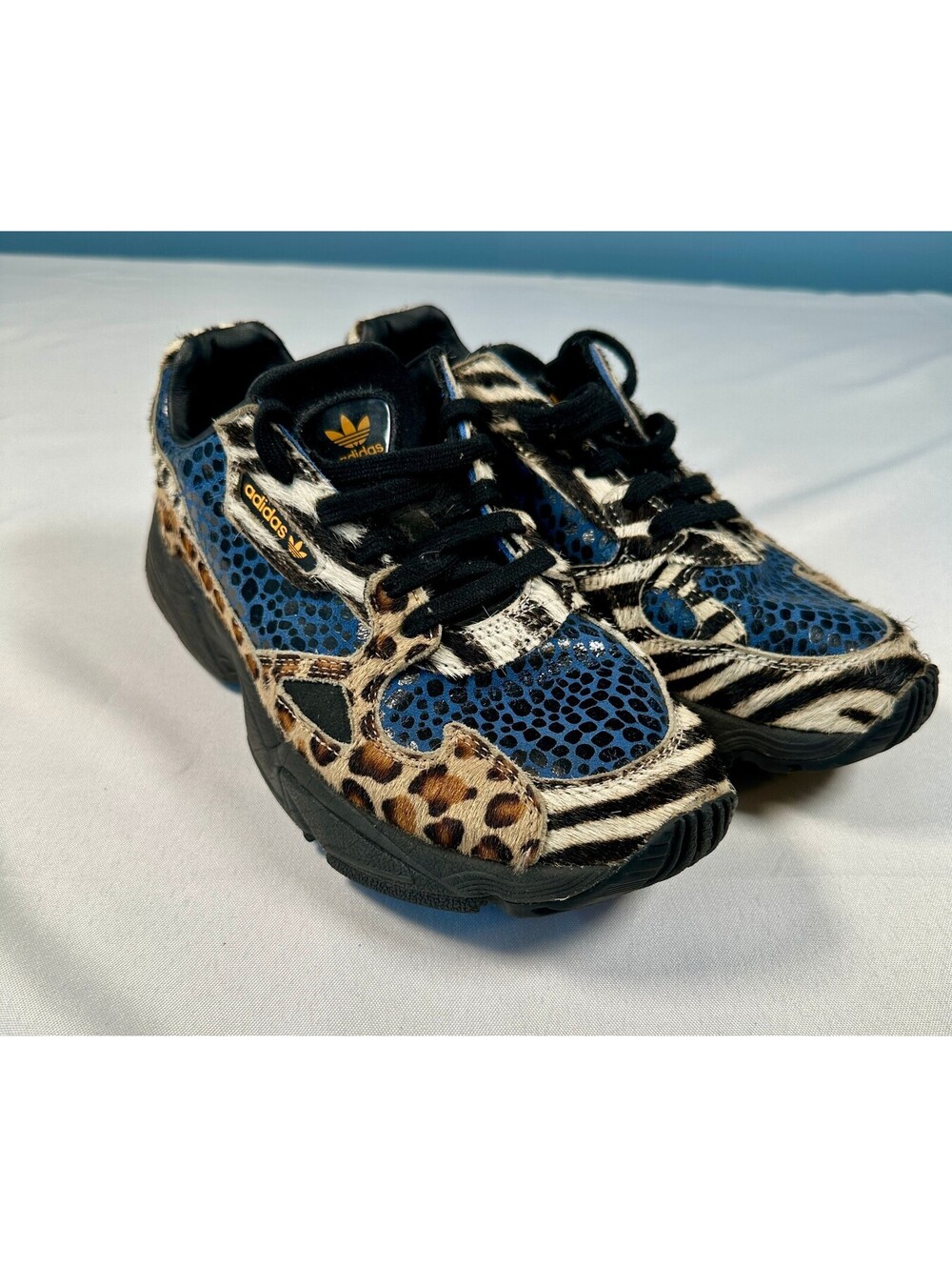 Adidas Falcon Out Loud Animal Print Mixed Pony Hair Chunky Sneakers Womens 7.5